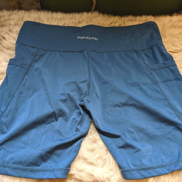 Shorts Xl High Waisted Blue Bike Shorts With Side Pockets Poshmark